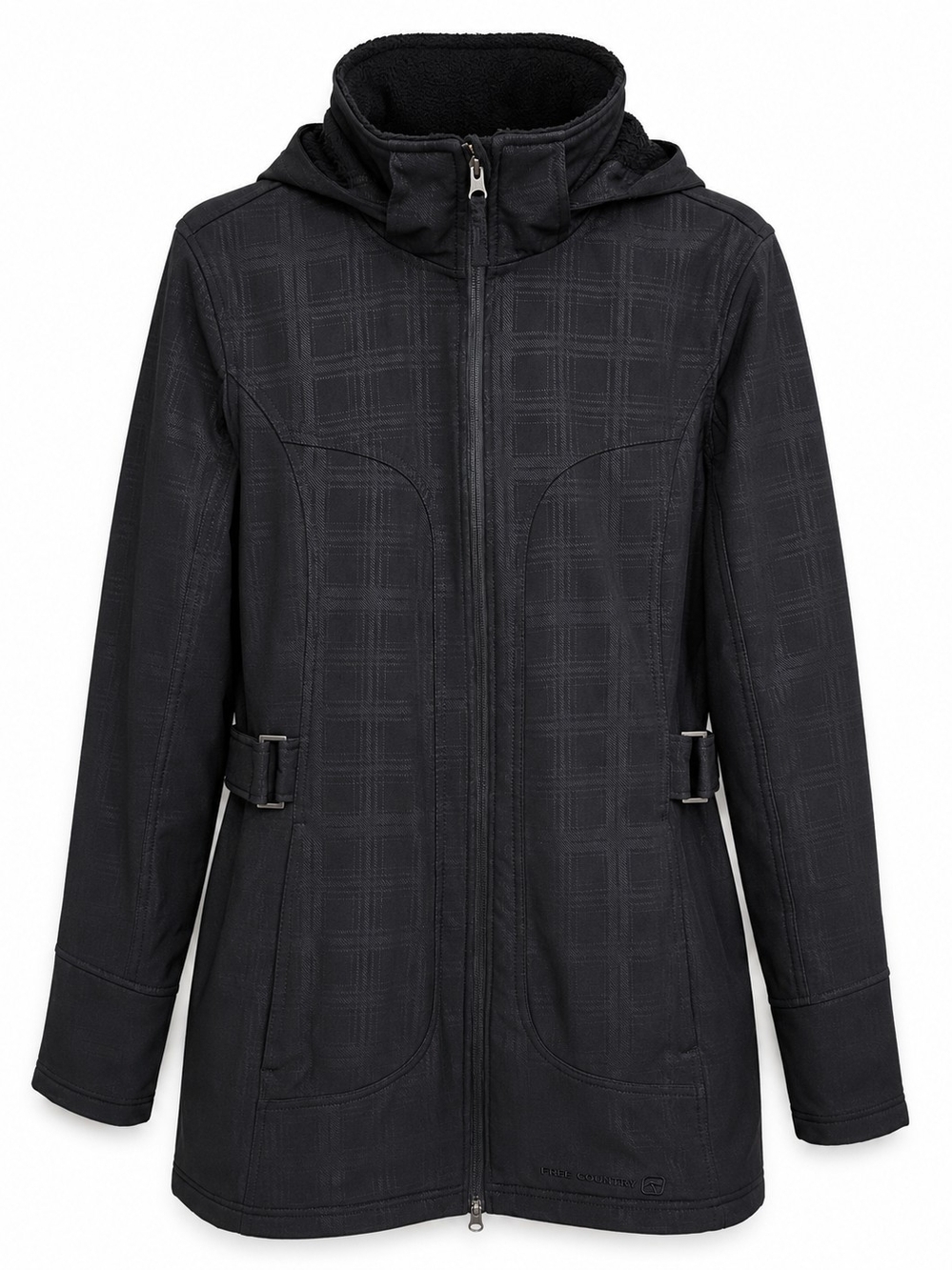 Free Country Black Hooded Women’s Zip Raincoat
